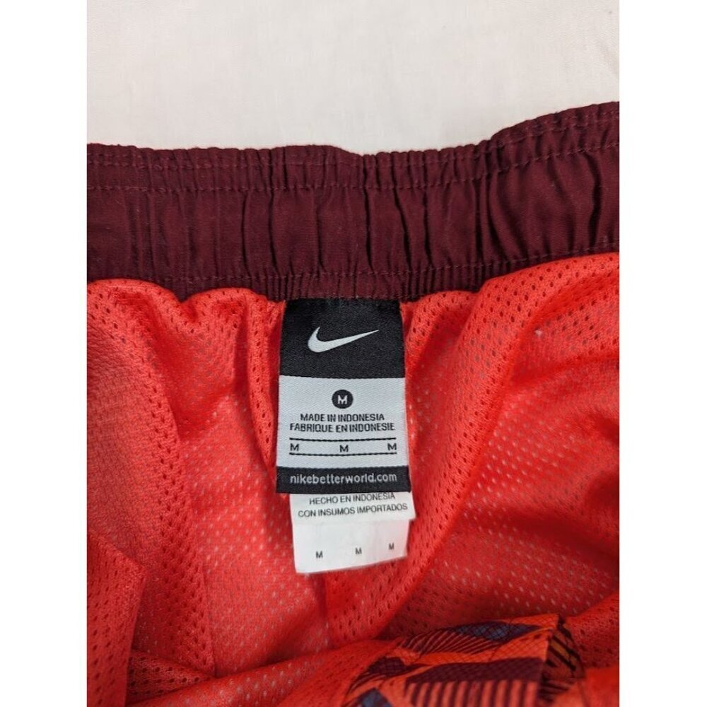 Nike Men's size Medium geometric swim shorts, orange burgundy, neon, lined O13 - Picture 8 of 11